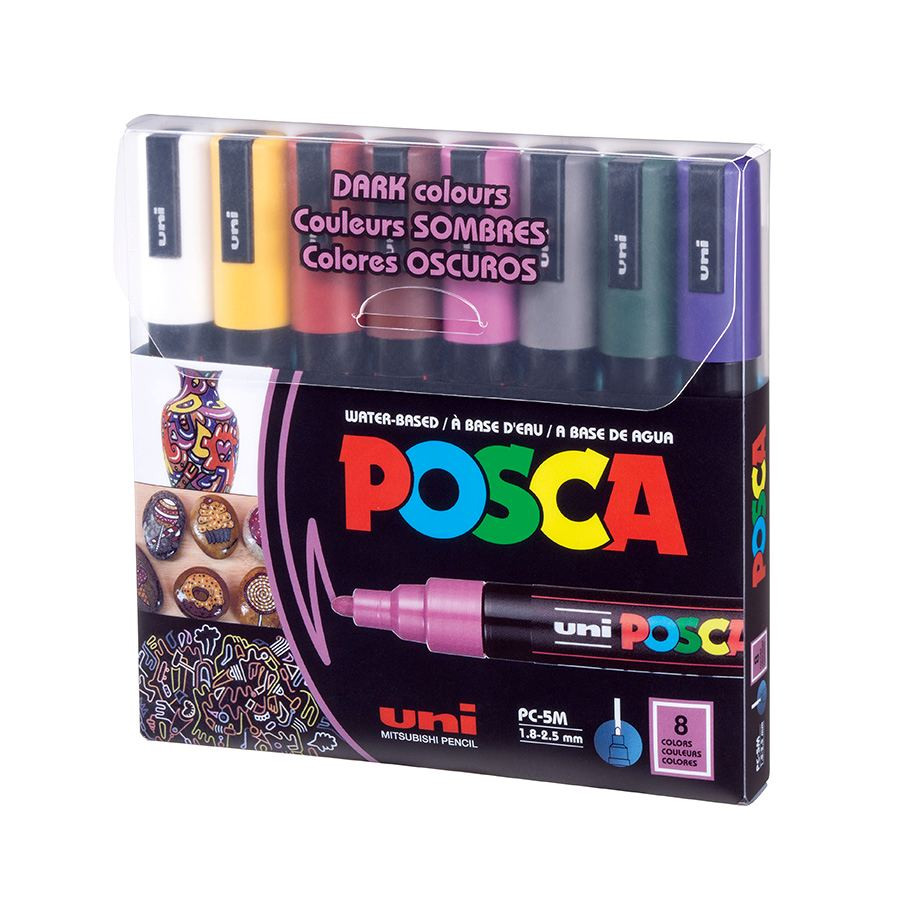 Posca PC-5M Dark Color x 8 Marcadores