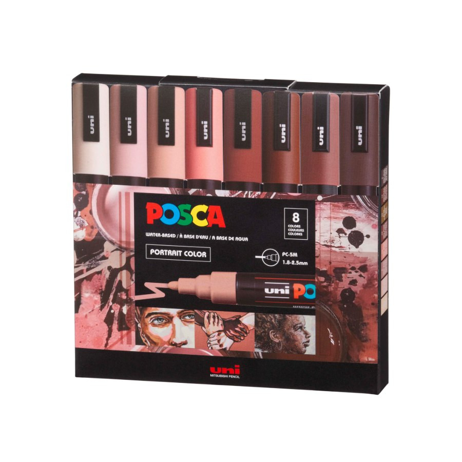 Posca PC-5M Portrait Color x 8 Marcadores
